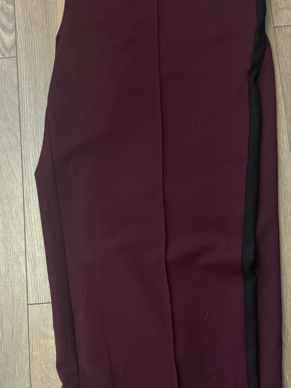 Women's Burgundy Pant with Black Side Stripe
